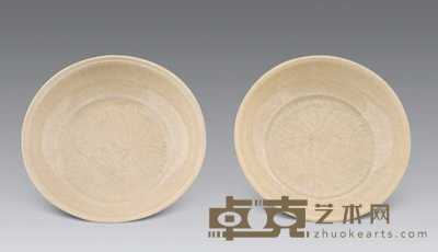 宋 青白釉刻花纹洗（一对） 口径12cm；底径7.9cm